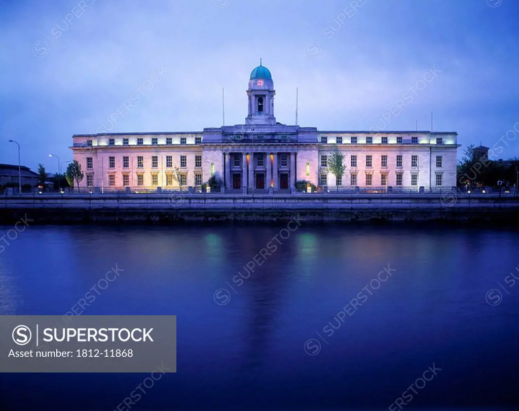 Facade Of A City Hall Along A River, Lee River, Cork, Republic Of Ireland