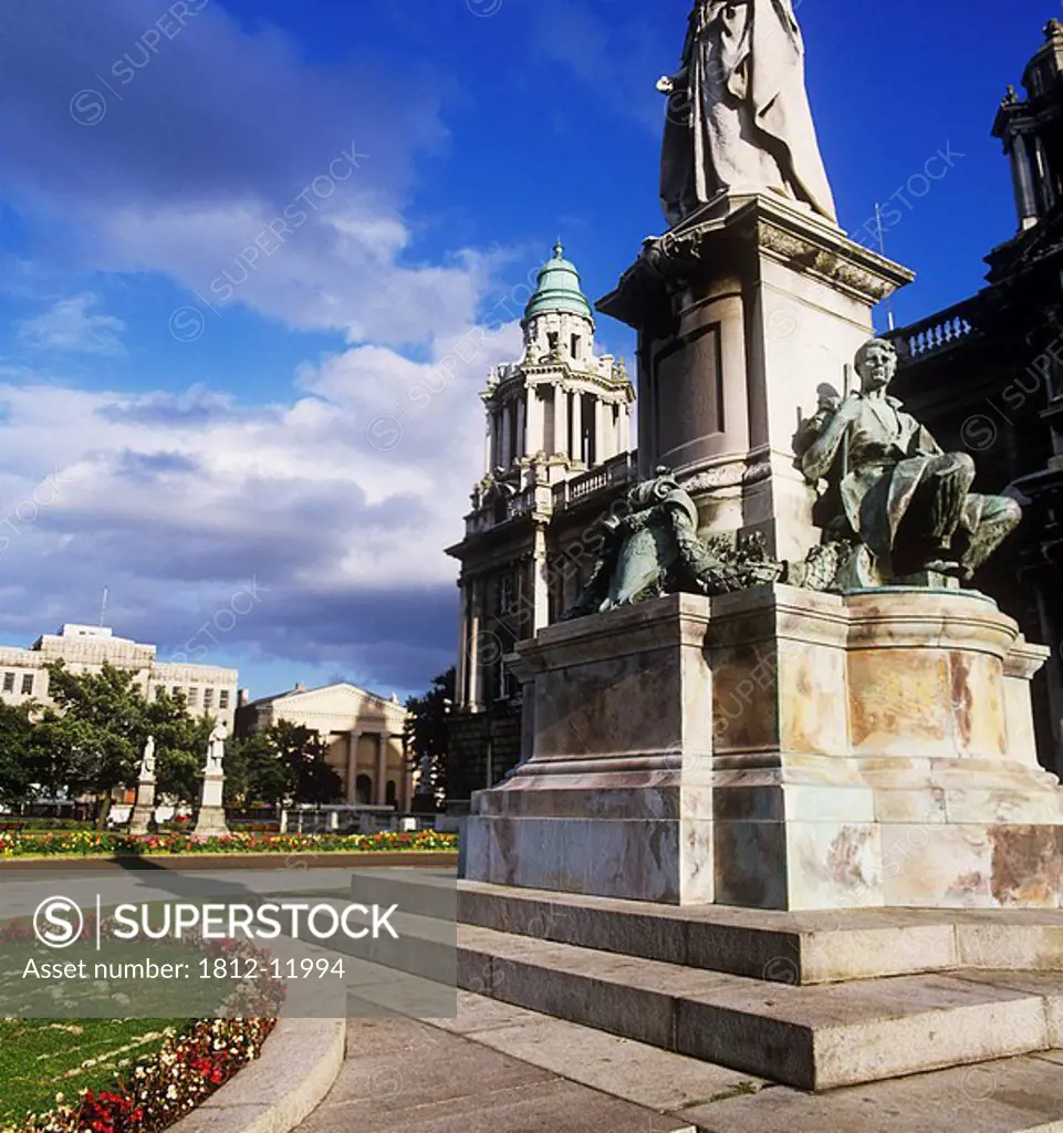 Low Angle View Of A Statue Of Queen Victoria, Belfast City Hall, Belfast, Northern Ireland