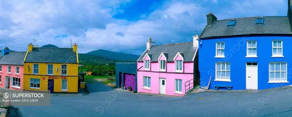 Houses Along A Street, Eyeries, County Cork, Republic Of Ireland