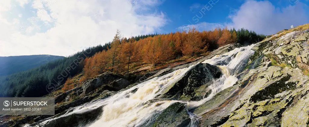 Waterfall Between Rock, Glenmacnass Waterfall, County Wicklow, Republic Of Ireland