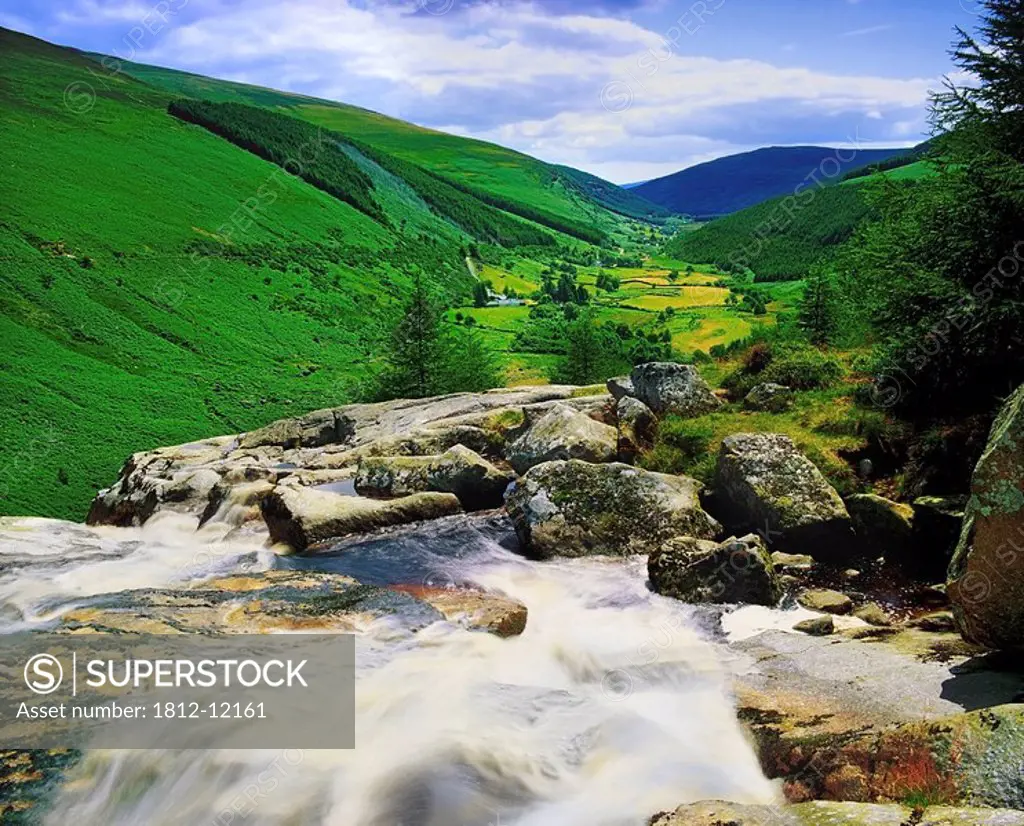 Glenmacnass, County Wicklow, Ireland, River Flowing Through Valley