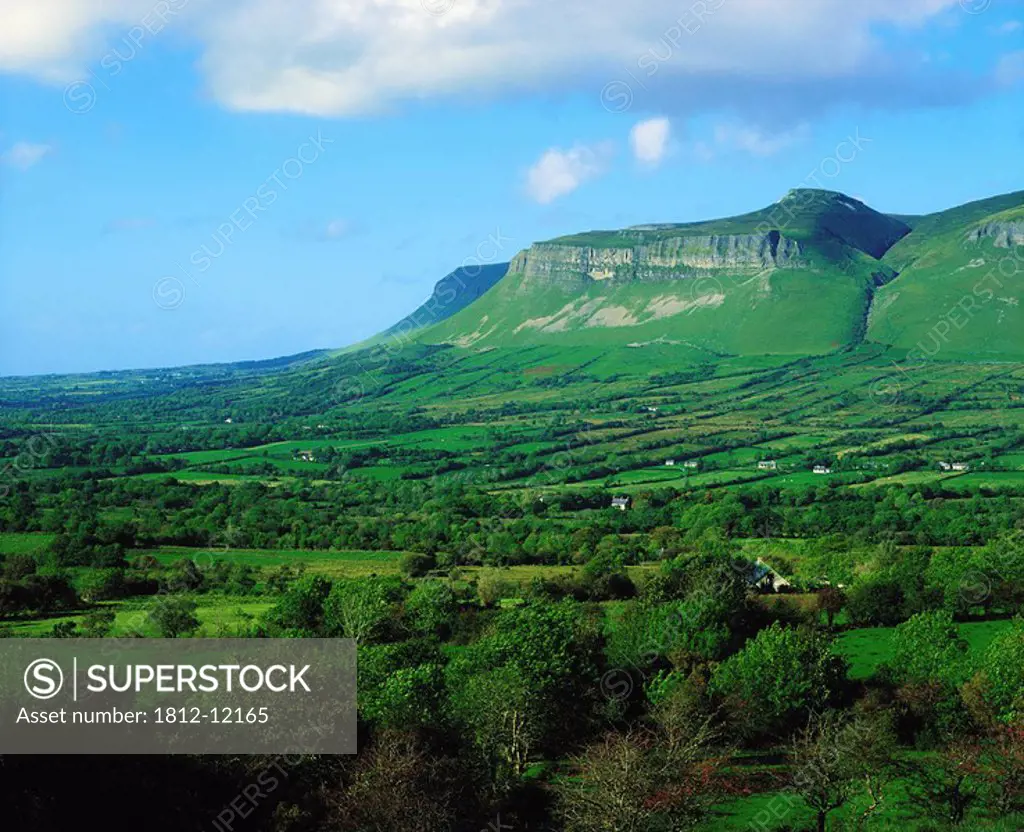 Ben Bulben, County Sligo, Ireland, Large Rock Formation Overlooking Countryside