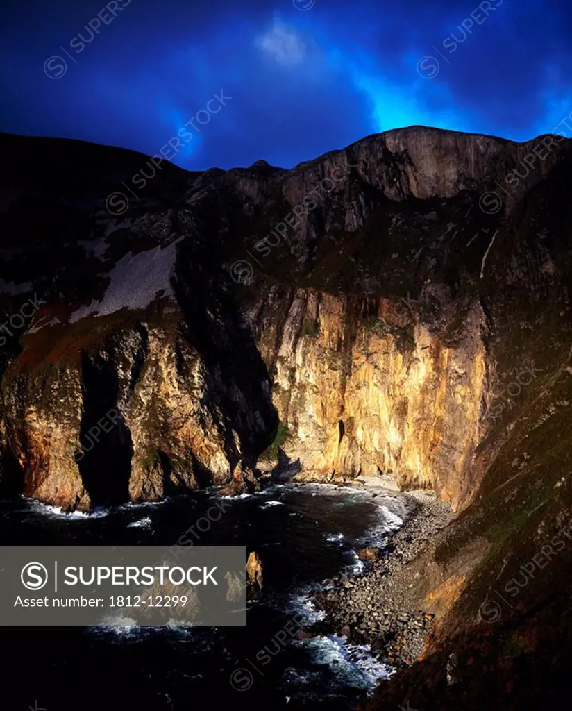 High Angle View Of A Cliff Of A Mountain, Slieve League, Republic Of Ireland