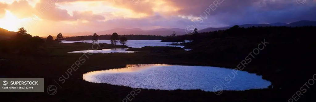 Inchquinn Lake At Sunset, Beara Peninsula, Co Kerry, Ireland