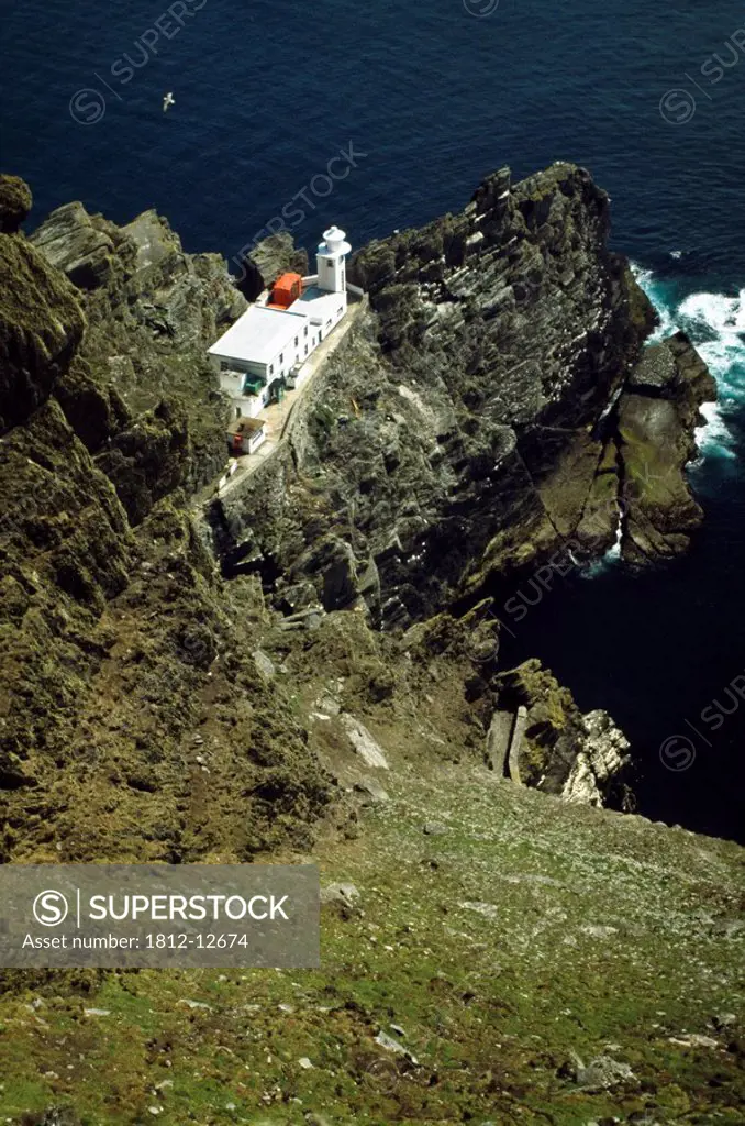 Great Skellig, County Kerry, Ireland, Lighthouse On Cliff