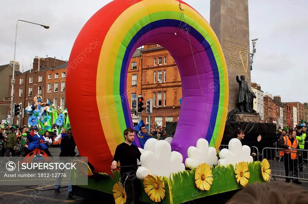 Dublin, Ireland, A Rainbow Float In A Parade