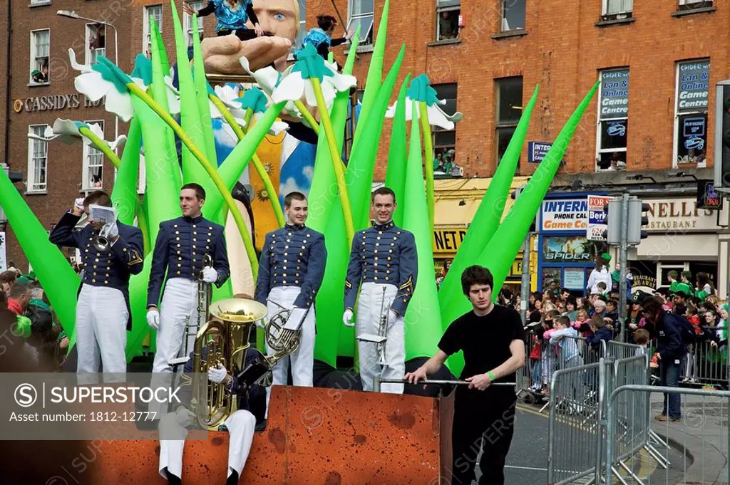 Dublin, Ireland, A Musical Band On A Parade Float