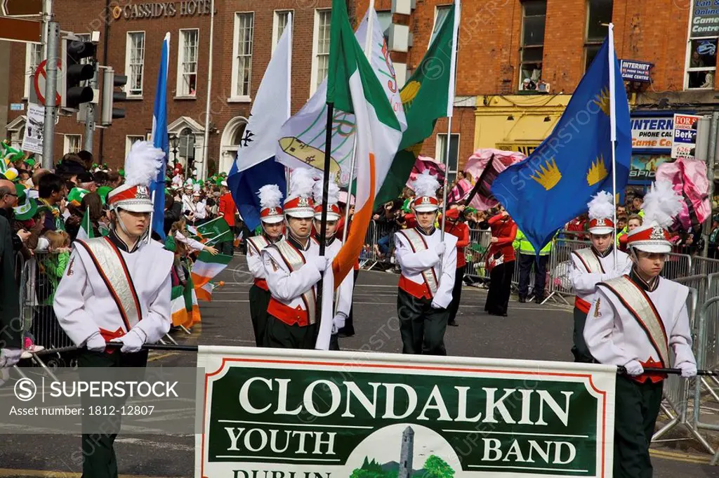 Dublin, ireland, clondalkin youth band in a parade on o´connell street