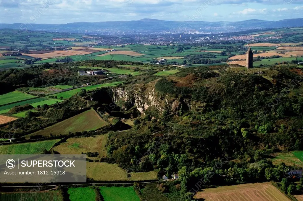 Panoramic View Of A Landscape, Scrabo Tower, Strangford Lough, Ards Peninsula, County Down, Northern Ireland