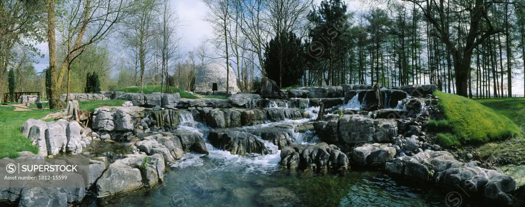 Water Flowing In A Garden, St. Fiachra's Garden, Irish National Stud, County Kildare, Republic Of Ireland