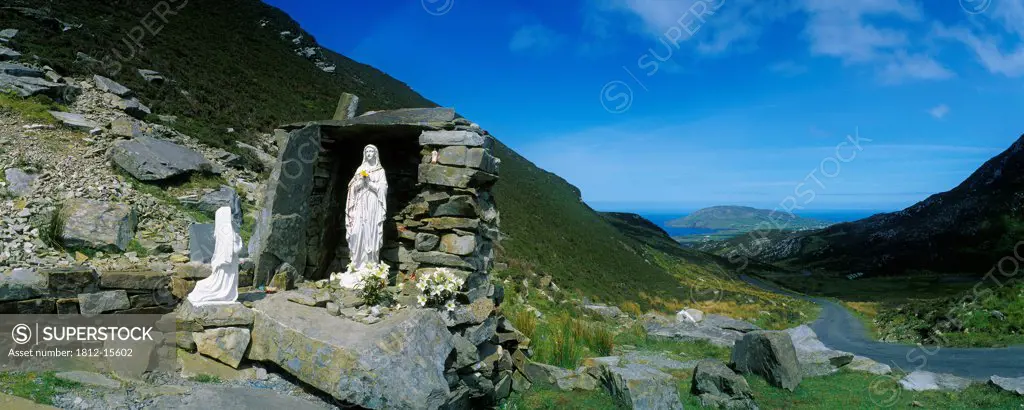 Statue Of Vergin Mary On A Mountain, County Donegal, Republic Of Ireland