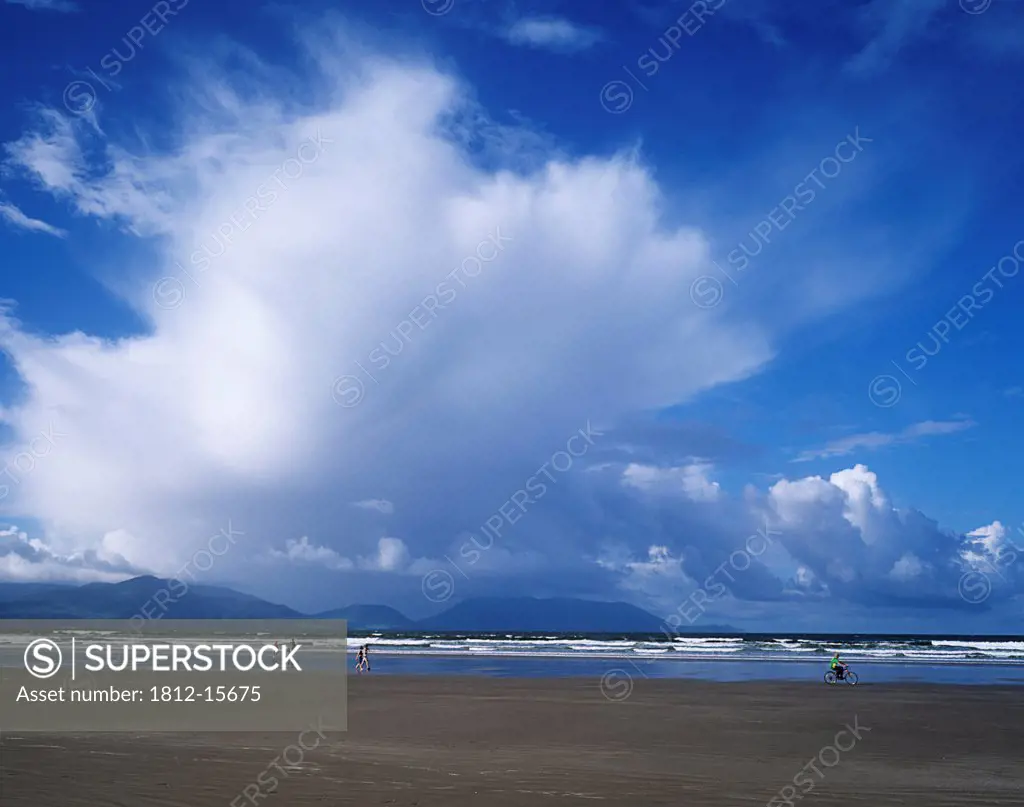 Tourists On The Beach, Inch Beach, Dingle Peninsula, County Kerry, Republic Of Ireland