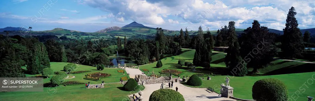 High Angle View Of A Garden, Powerscourt Gardens, County Wicklow, Republic Of Ireland