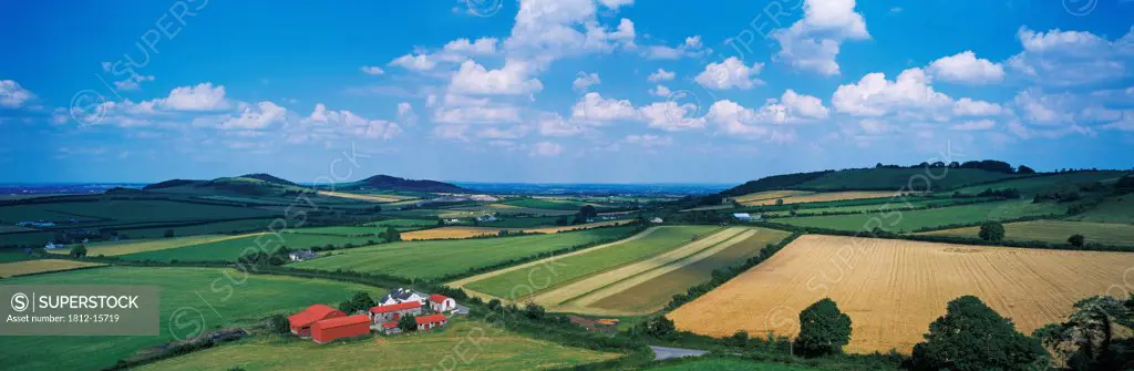 High Angle View Of Fields, Stradbally, County Laois, Republic Of Ireland