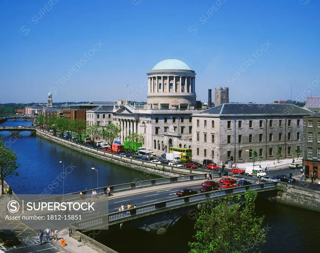 Dublin, Co Dublin, Ireland, The Four Courts, River Liffey