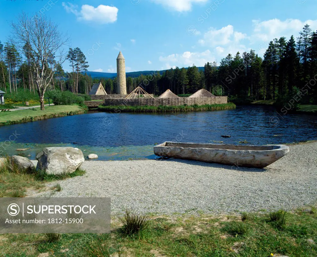 Round Tower & Crannog, Ulster History Park, Near Omagh, Co Tyrone, Ireland