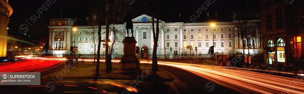 Trinity College, Dublin, County Dublin, Ireland; University Building Exterior At Night