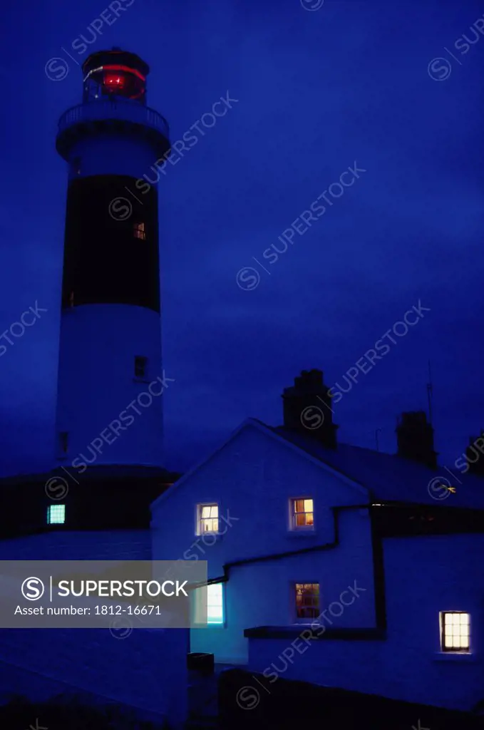 Rockabill, County Dublin, Ireland; Lighthouse At Night