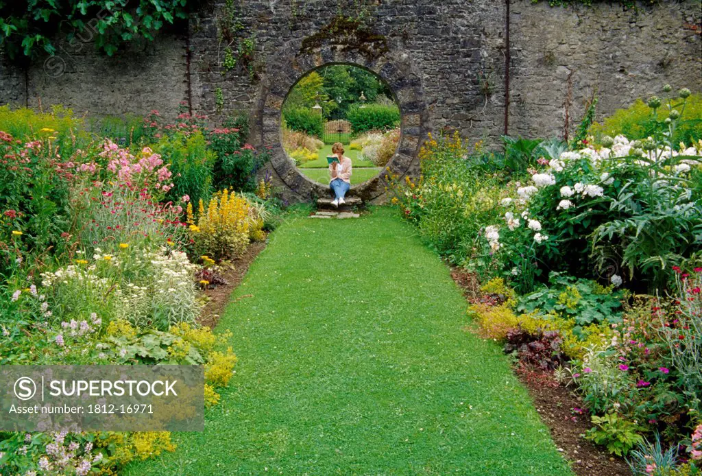 Mount Juliet Estate, Thomastown, County Kilkenny, Ireland; Moon Gate In Walled Garden