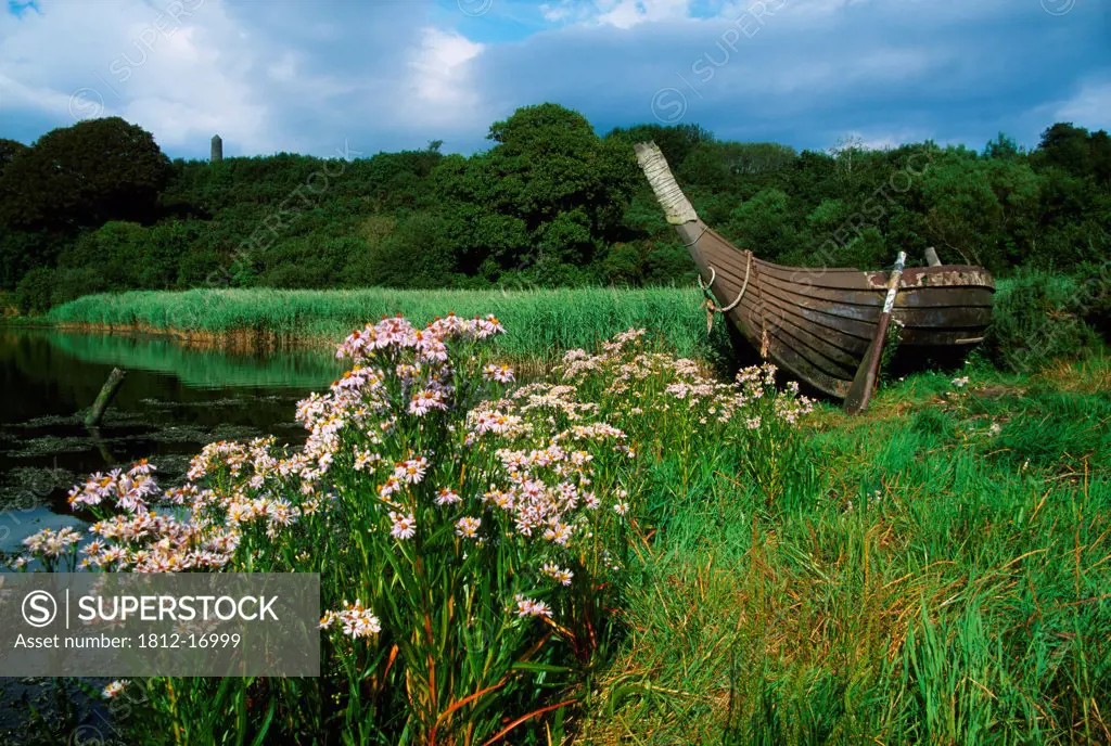 Irish National Heritage Park, Ferrycarrig, County Wexford, Ireland; Viking Longship
