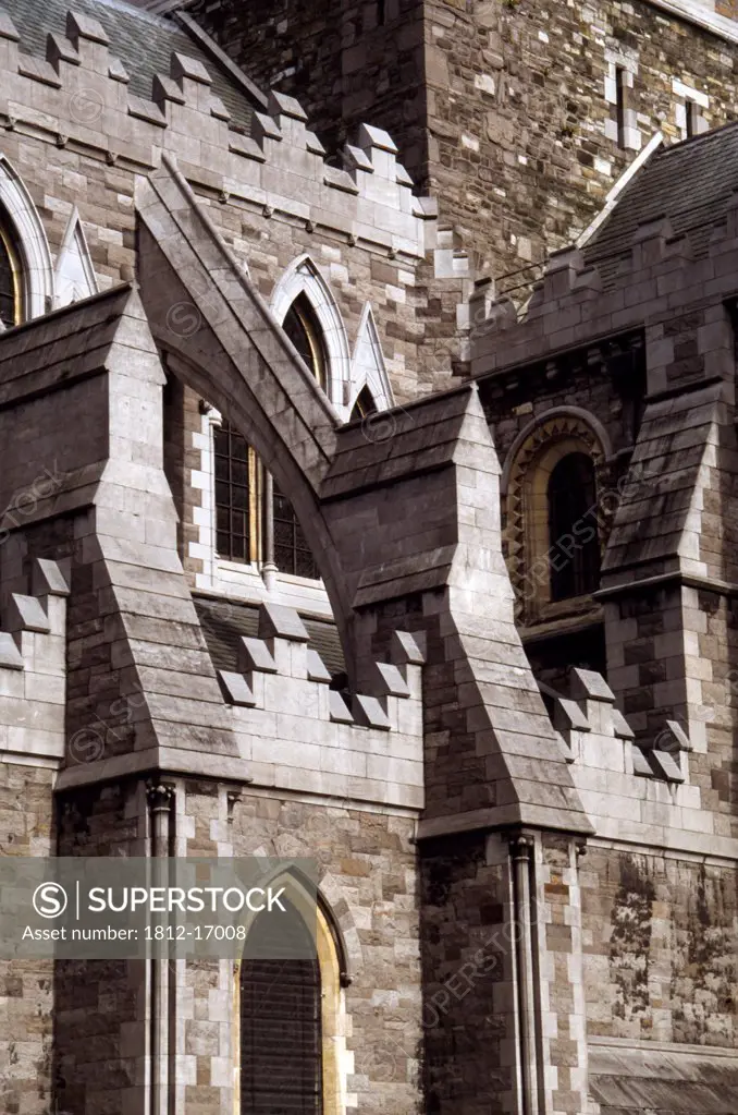 Christ Church Cathedral, Dublin City, County Dublin, Ireland; Exterior Of Cathedral With Flying Buttress