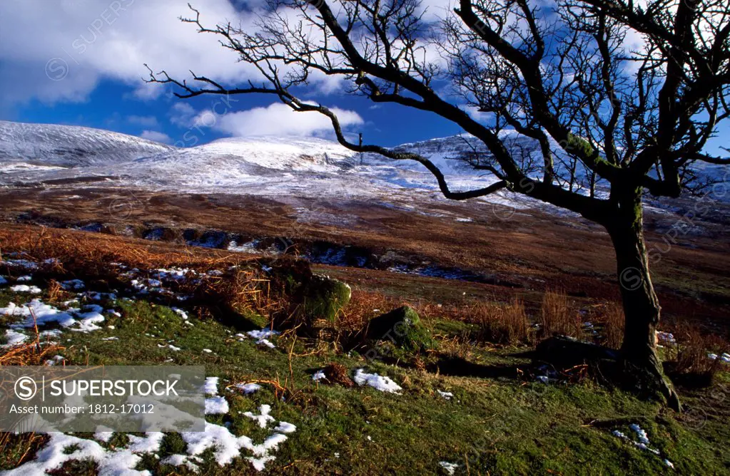 Comeragh Mountains, County Waterford, Ireland; Snow-Covered Mountain Range