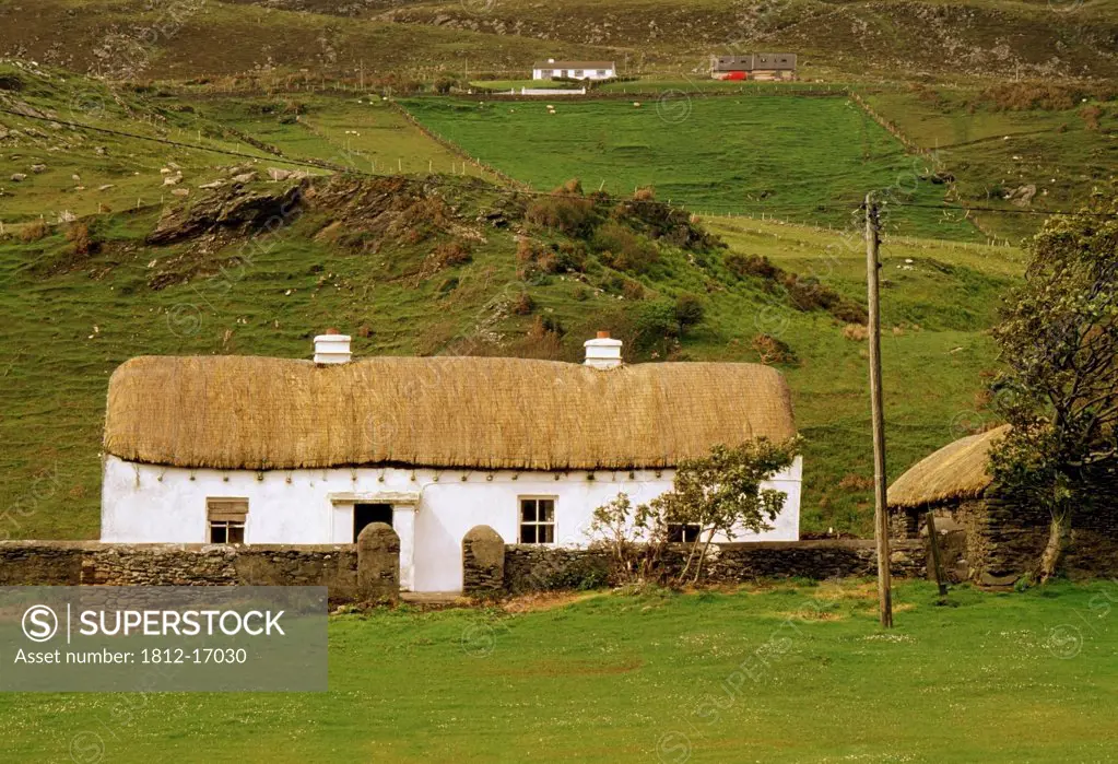 Glencolumbkille, County Donegal, Ireland; Traditional Thatched Roof Cottage