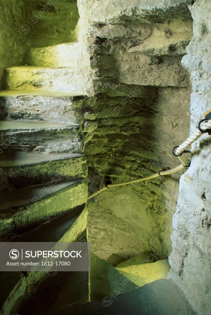 Kings John's Castle, County Limerick, Ireland; Stone Spiral Staircase In Castle