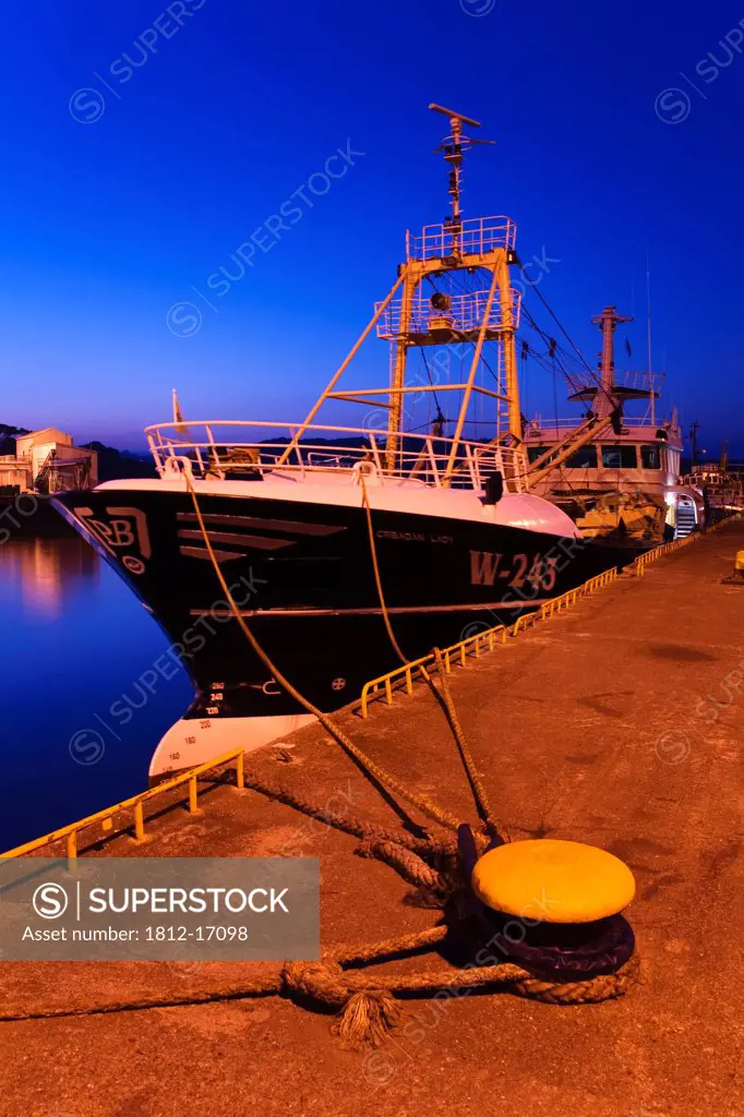 Dunmore East Pier, County Waterford, Ireland; Docked Fishing Trawler