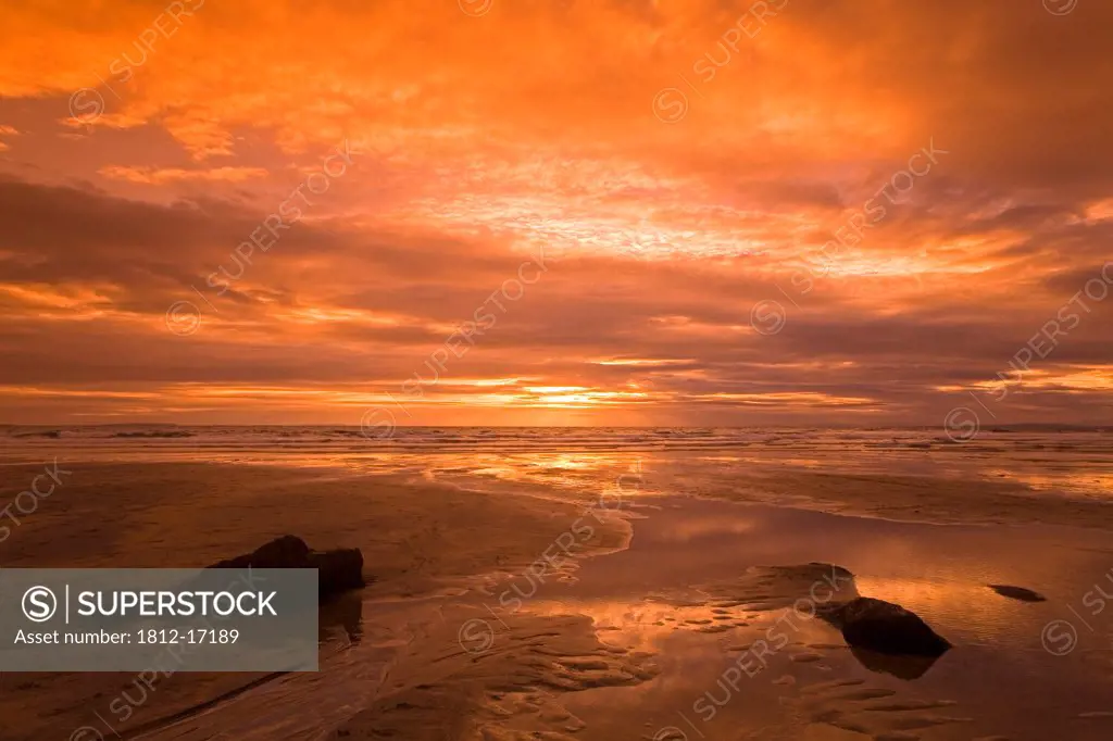 Fanore, County Clare, Ireland; Beach At Sunset