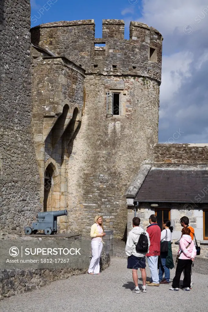 Cahir Castle, Cahir, County Tipperary, Ireland; Tourist Group At 12Th Century Castle