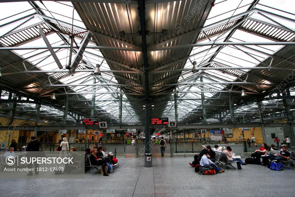 Heuston Station, Dublin City, County Dublin, Ireland, Passengers In Train Station