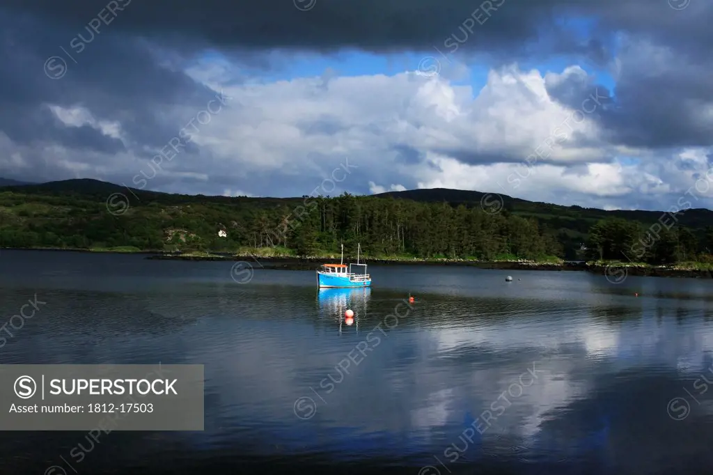 Mulroy Bay, County Donegal, Ireland; Fishing Boat On Bay