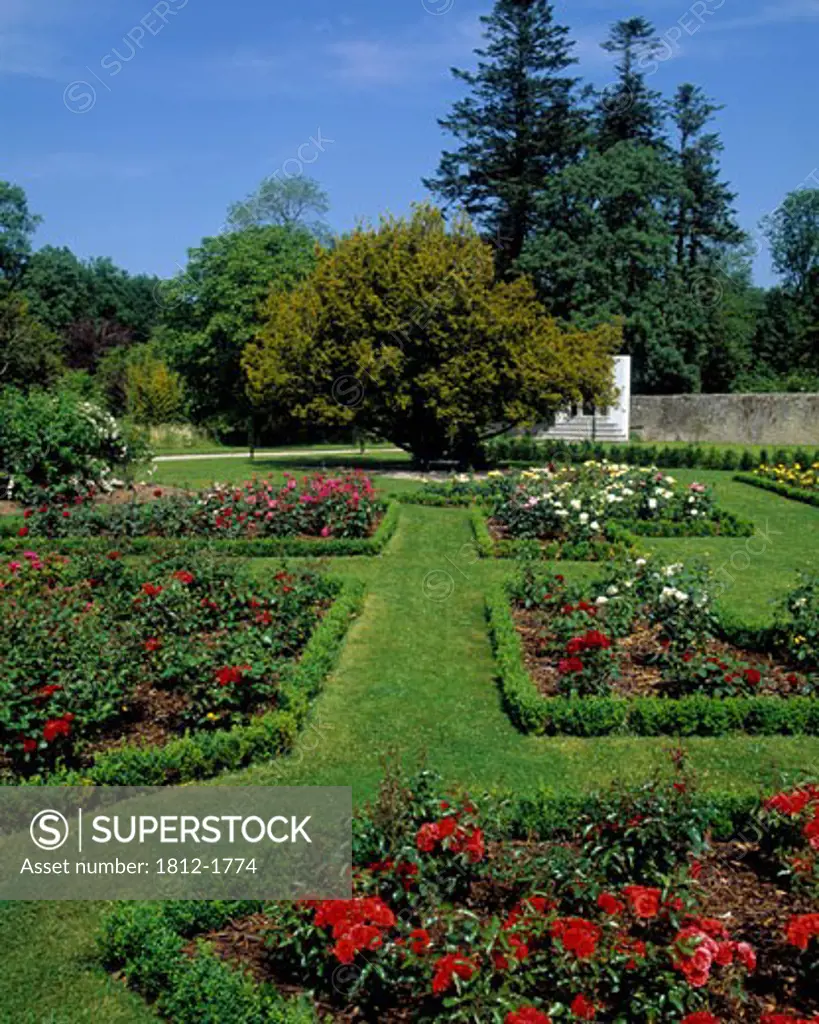 Strokestown Park Co Roscommon, The Rose Garden and Temple, Summer