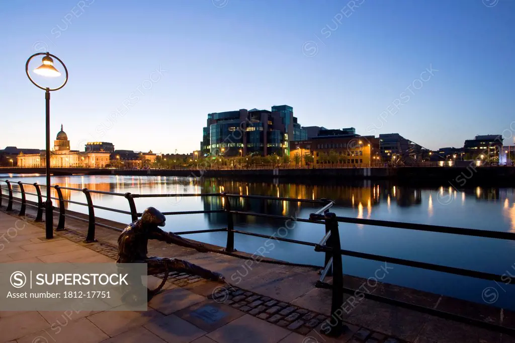 Sean O'casey Bridge, River Liffey, Dublin City, Ireland; Cityscape From Pedestrian Bridge