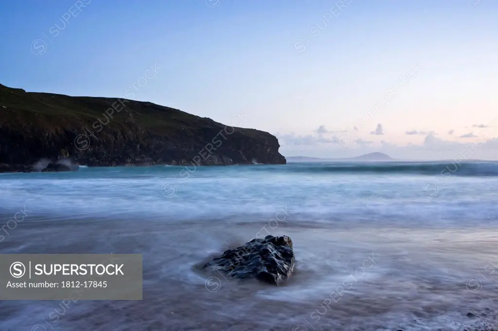 Dunfanaghy, County Donegal, Ireland; Waves Crashing On Rocky Seashore