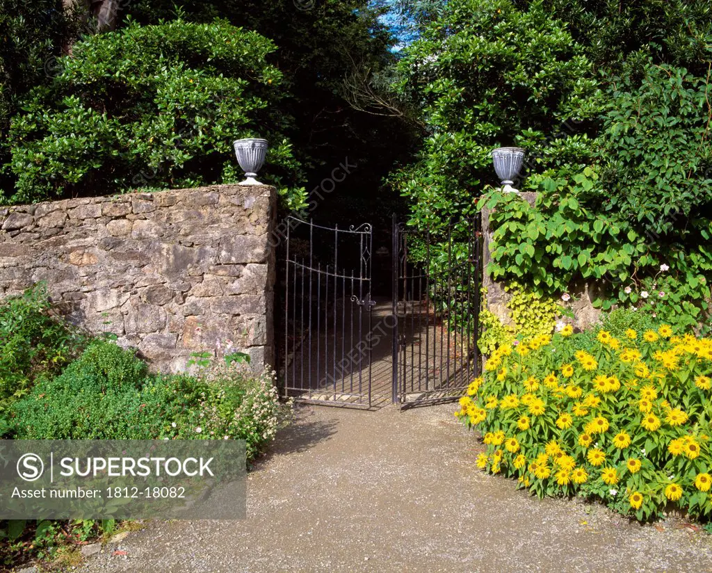 Glenveagh Co Donegal, Walled Potager, Gate With Inula  Late Summer,