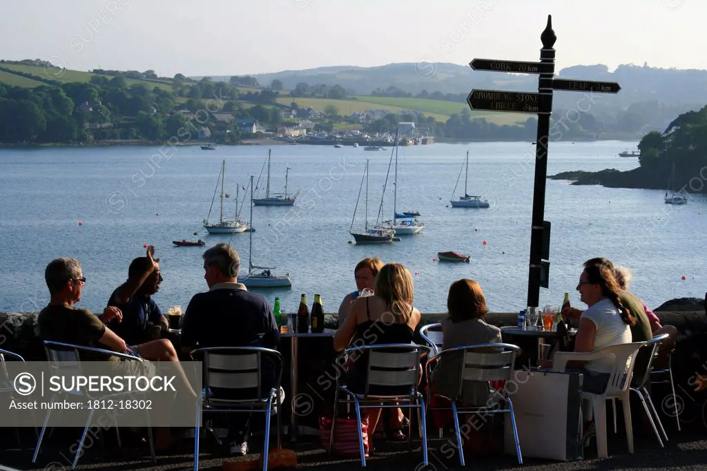 Glandore, Co Cork, Ireland; People Having A Drink At Glandore Harbour