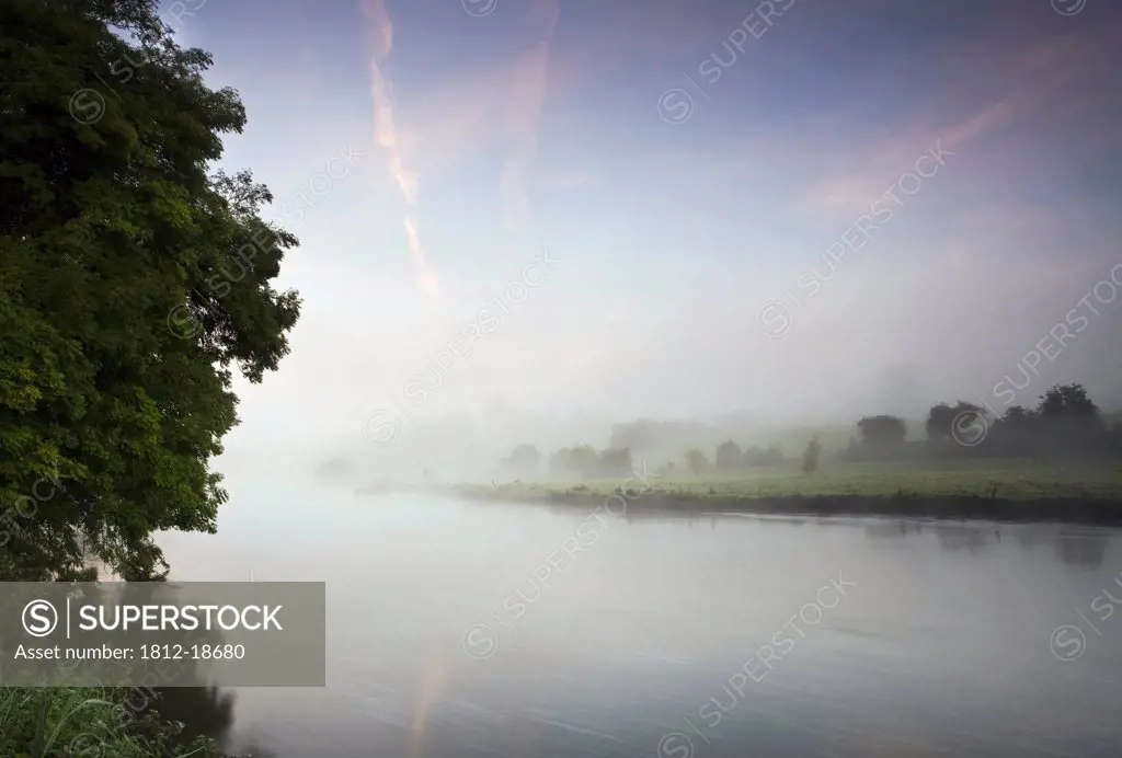 Morning Mist Along The Banks Of The River Boyne, Boyne Valley, County Meath, Ireland