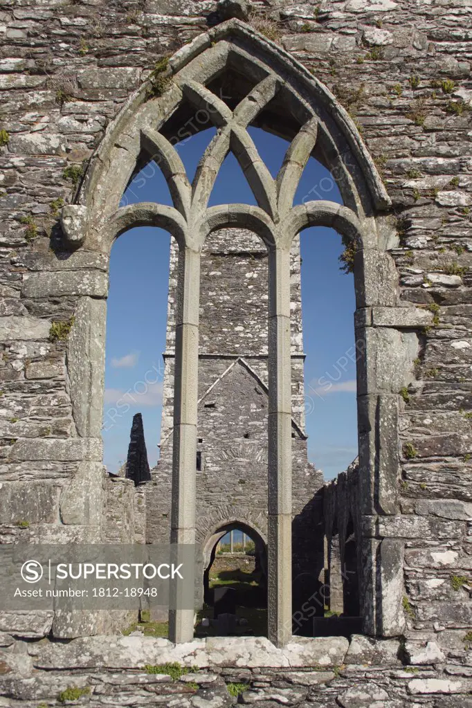 Window Frame Of Sherkin Island Abbey On Sherkin Island Off The West Cork Coast In Munster Region; Sherkin Island, County Cork, Ireland