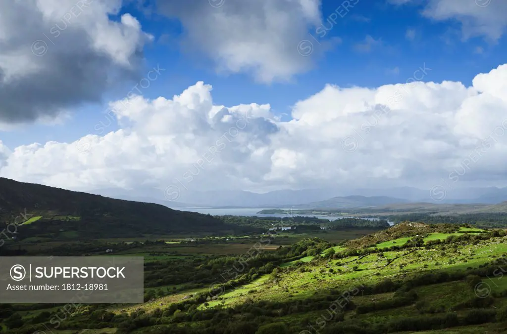 View Of County Kerry Across Kilmakilloge Harbour And Kenmare From The Caha Mountains On The Cork/Kerry Border; Ireland