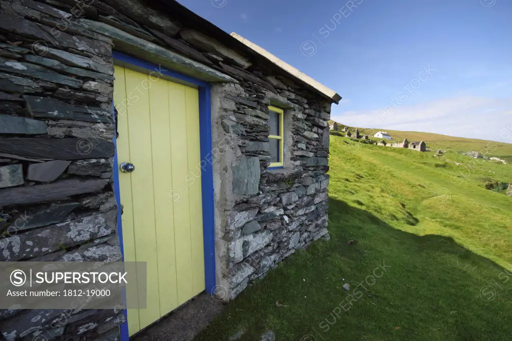 Stone Cottage On Blasket Island In Munster Region; County Kerry, Ireland
