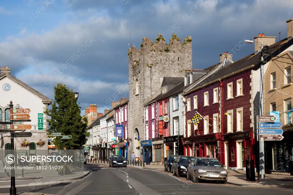 Cars And Buildings Lining A Street; Cashel, County Tipperary, Ireland