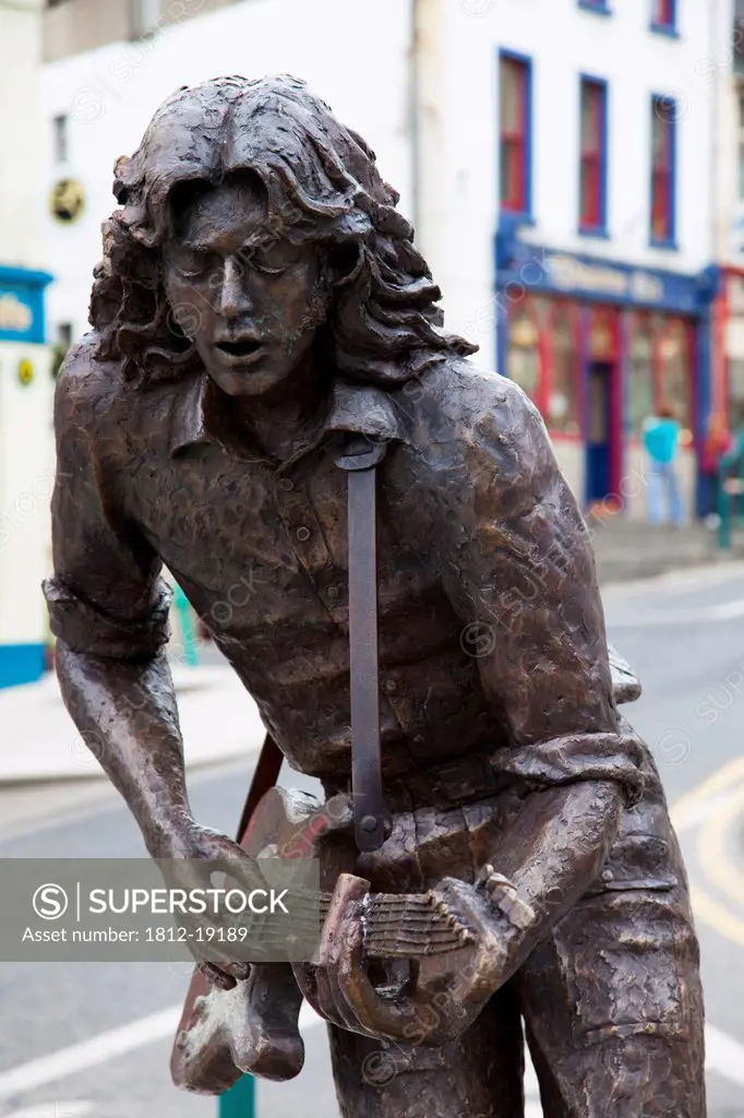 Statue Of Irish Musician Rory Gallagher; Ballyshannon, County Donegal, Ireland
