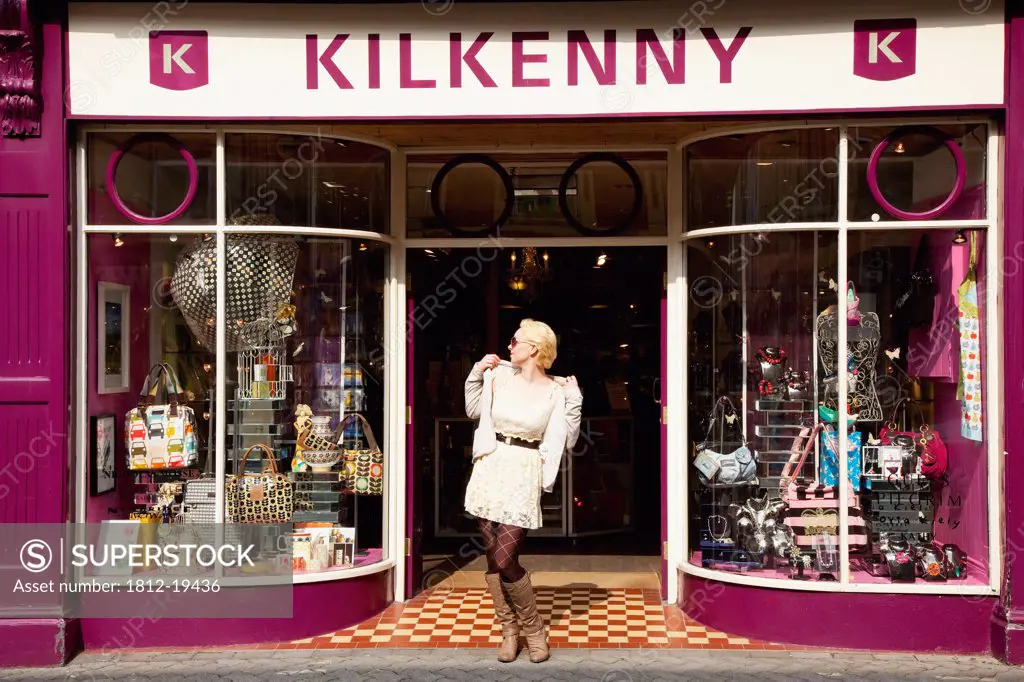 Young Woman Outside Store; Killarney County Kerry Ireland