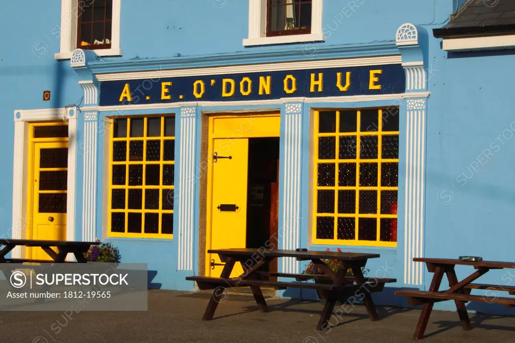 Pub In A Blue Building In The Burren Region; Fanore County Clare Ireland