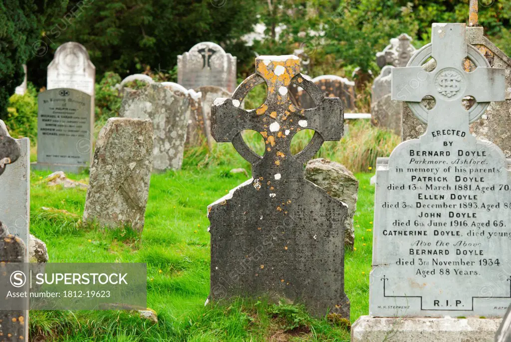 Tombstones In A Cemetery; Ireland