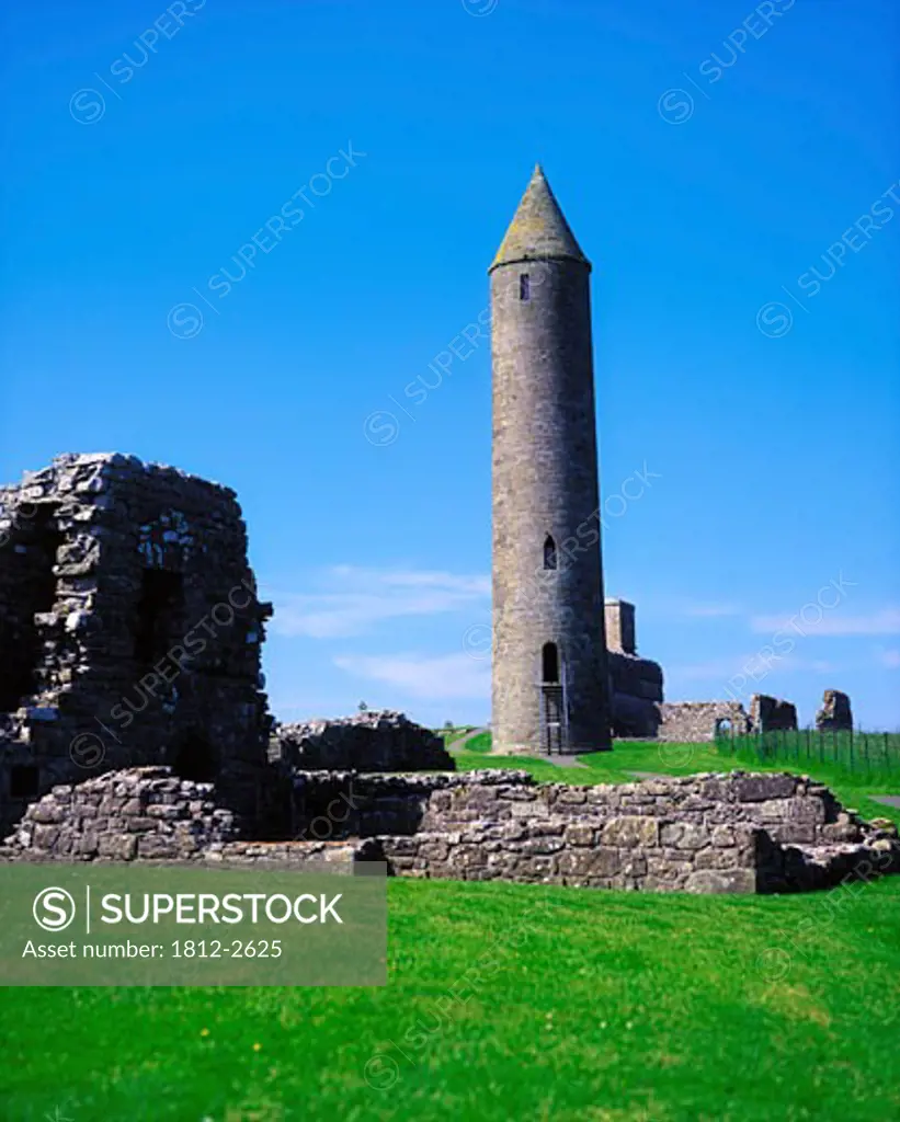 Devenish Monastic Site, Co Fermanagh, Ireland, 12th Century round tower and ruins of an Augustinian Abbey