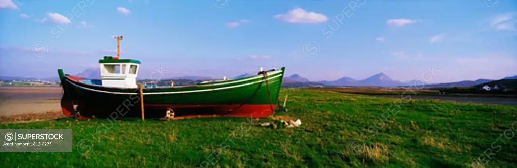 Co Donegal, Trawler At Magheraroarty, With Donegal Mountains