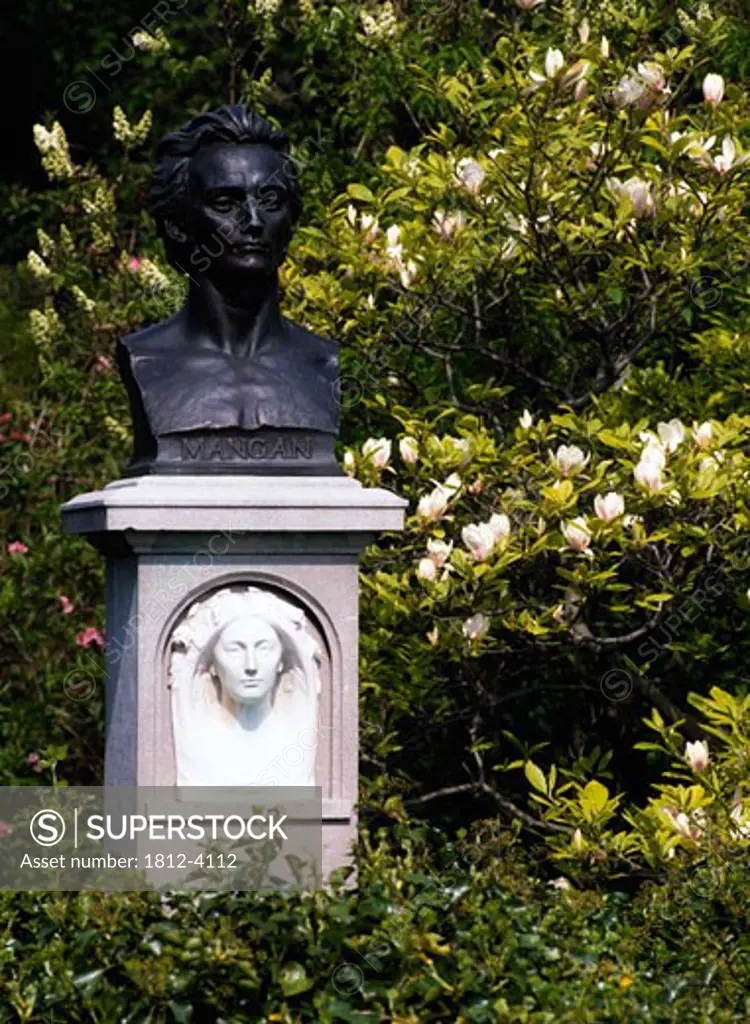 Dublin, St Stephens Green, Bust of James Mangan